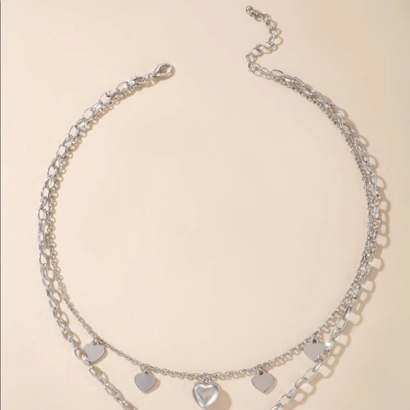Padlock & Heart charms chain link layered necklace - Picture 3 of 6